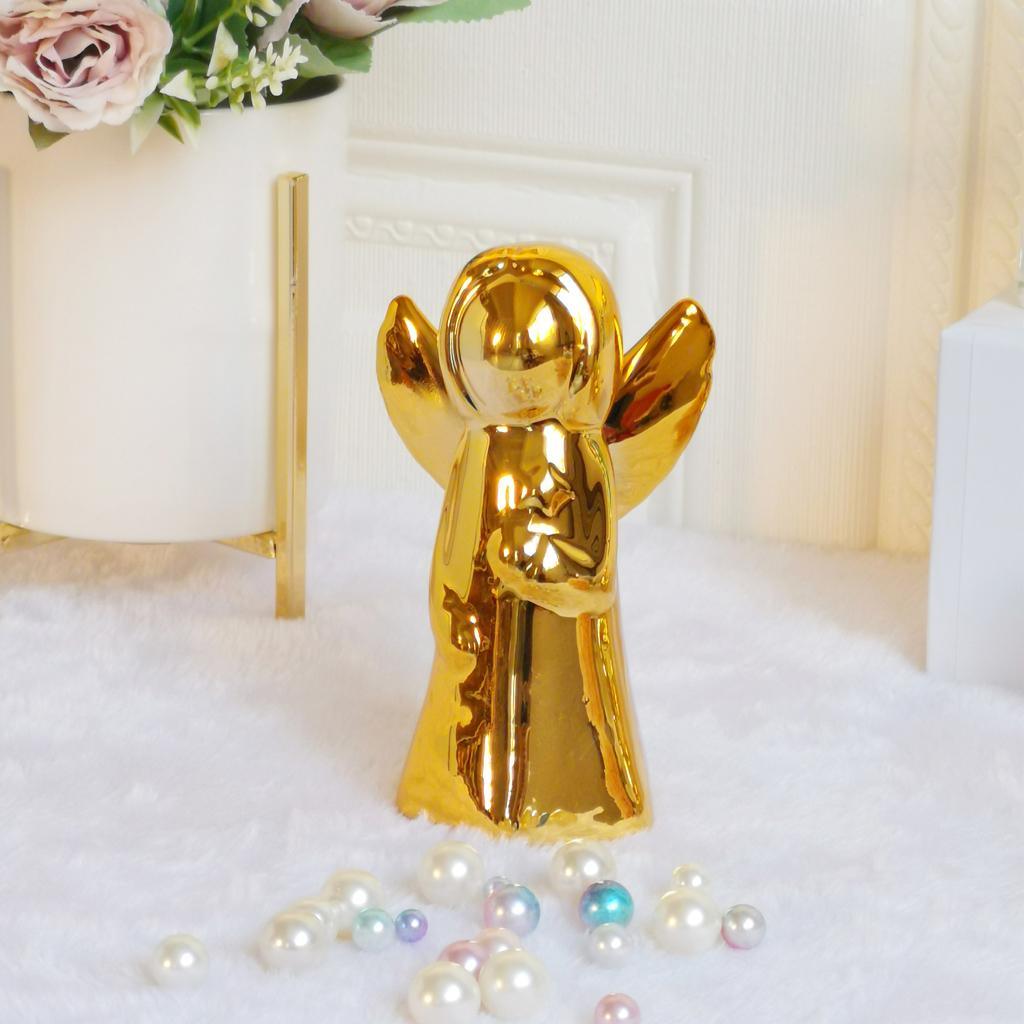 Maxbell Ceramic Fairy Angel Shaped Figurine Ornament Gift Home Decoration Gold - Aladdin Shoppers