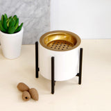 Maxbell Ceramic Incense Burner Censer with Bracket Gasket Home Deco Black Bracket-S - Aladdin Shoppers