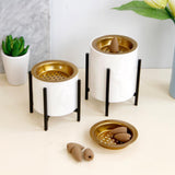 Maxbell Ceramic Incense Burner Censer with Bracket Gasket Home Deco Black Bracket-S - Aladdin Shoppers