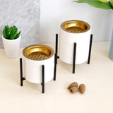 Maxbell Ceramic Incense Burner Censer with Bracket Gasket Home Deco Black Bracket-S - Aladdin Shoppers