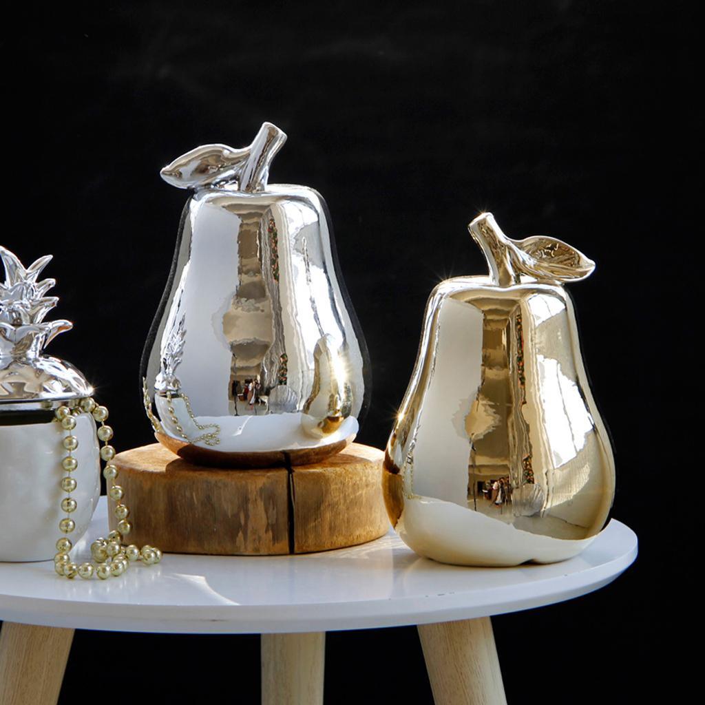 Maxbell Ceramic Pear Shaped Ornament Figurine Artificial Simulation Decor Golden - Aladdin Shoppers