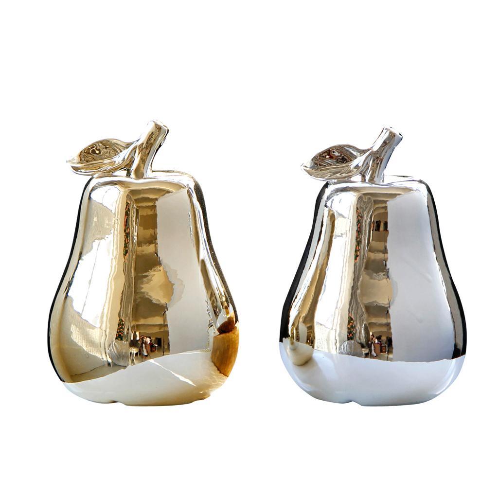 Maxbell Ceramic Pear Shaped Ornament Figurine Artificial Simulation Decor Golden - Aladdin Shoppers