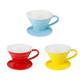 Maxbell Ceramic Pour Over Manual Espresso Coffee Dripper Cup Red/Yellow/Blue Red - Aladdin Shoppers