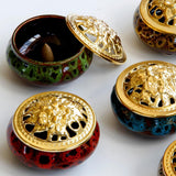 Maxbell Ceramic&Alloy Cover Incense Burner Censer Cone Incense Burner Holder Yellow - Aladdin Shoppers