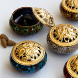 Maxbell Ceramic&Alloy Cover Incense Burner Censer Cone Incense Burner Holder Yellow - Aladdin Shoppers
