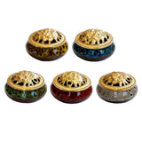 Maxbell Ceramic&Alloy Cover Incense Burner Censer Cone Incense Burner Holder Yellow - Aladdin Shoppers