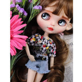 Maxbell Cherry Printed Plaid Short Sleeve T-shirt Top For 1/6 Bjd Doll Outfit Black - Aladdin Shoppers