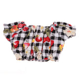 Maxbell Cherry Printed Plaid Short Sleeve T-shirt Top For 1/6 Bjd Doll Outfit Black - Aladdin Shoppers