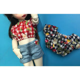 Maxbell Cherry Printed Plaid Short Sleeve T-shirt Top For 1/6 Bjd Doll Outfit Black - Aladdin Shoppers