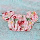 Maxbell Cherry Printed Plaid Short Sleeve T-shirt Top For 1/6 Bjd Doll Outfit Pink - Aladdin Shoppers