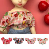 Maxbell Cherry Printed Plaid Short Sleeve T-shirt Top For 1/6 Bjd Doll Outfit Pink - Aladdin Shoppers