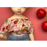 Maxbell Cherry Printed Plaid Short Sleeve T-shirt Top For 1/6 Bjd Doll Outfit Pink - Aladdin Shoppers