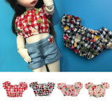 Maxbell Cherry Printed Plaid Short Sleeve T-shirt Top For 1/6 Bjd Doll Outfit Pink - Aladdin Shoppers