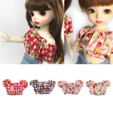 Maxbell Cherry Printed Plaid Short Sleeve T-shirt Top For 1/6 Bjd Doll Outfit Pink - Aladdin Shoppers