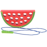 Maxbell Children Developmental Worm Eating Fruits Threading Puzzle Game Montessori Infant/Baby Wooden Toy – Watermelon A - Aladdin Shoppers