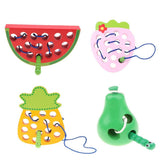 Maxbell Children Developmental Worm Eating Fruits Threading Puzzle Game Montessori Infant/Baby Wooden Toy – Watermelon A - Aladdin Shoppers