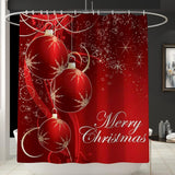 Maxbell Christmas Shower Curtain with Hooks Waterproof Bathroom Decor Ball - Aladdin Shoppers