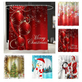 Maxbell Christmas Shower Curtain with Hooks Waterproof Bathroom Decor Bell - Aladdin Shoppers