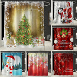 Maxbell Christmas Shower Curtain with Hooks Waterproof Bathroom Decor Bell - Aladdin Shoppers