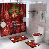 Maxbell Christmas Shower Curtain with Hooks Waterproof Bathroom Decor Bell - Aladdin Shoppers