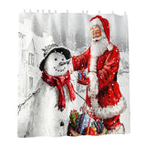 Maxbell Christmas Shower Curtain with Hooks Waterproof Bathroom Decor Santa Claus