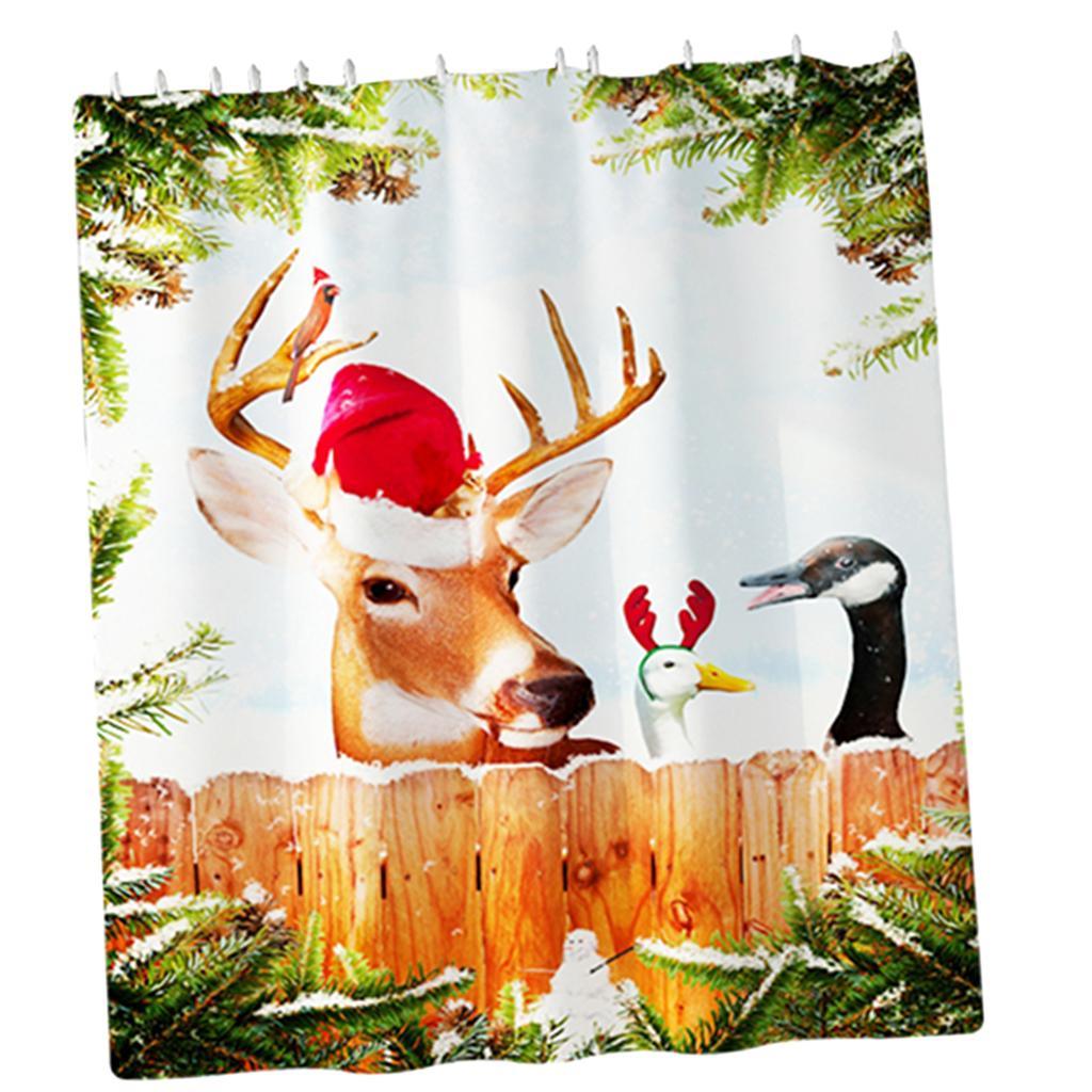 Maxbell Christmas Style Bathroom Curtains with Hooks for Bathroom Decor Flower - Aladdin Shoppers