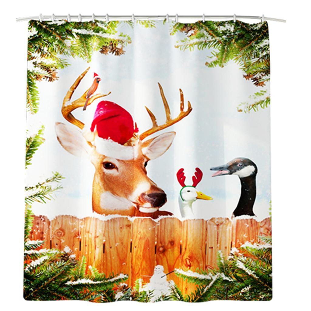 Maxbell Christmas Style Bathroom Curtains with Hooks for Bathroom Decor Flower - Aladdin Shoppers