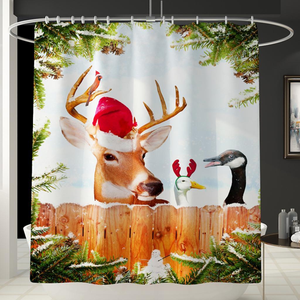 Maxbell Christmas Style Bathroom Curtains with Hooks for Bathroom Decor Flower - Aladdin Shoppers