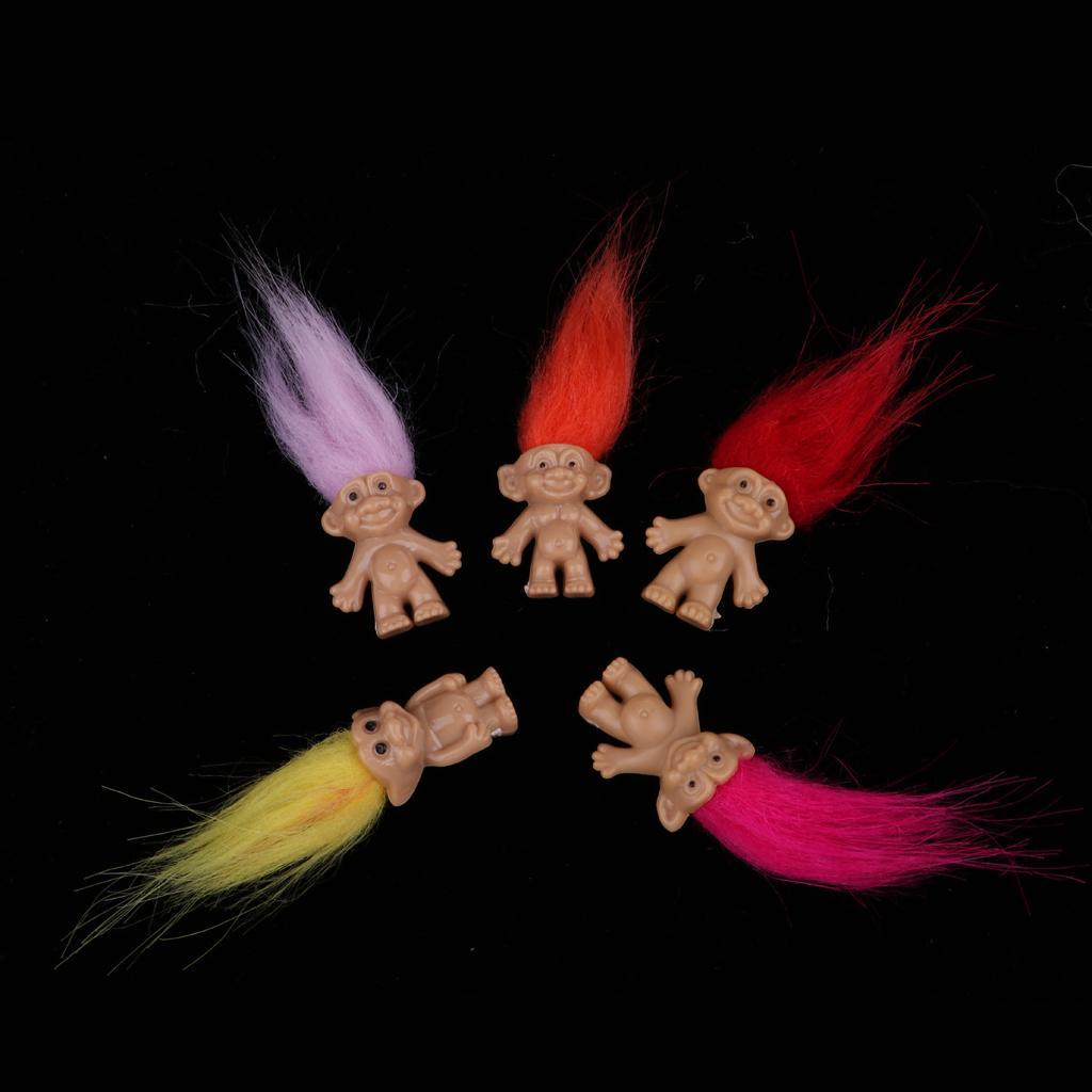 Maxbell Chromatic 5 Pieces Lucky Troll Doll Dams Doll Mini Action Figures Toy for Cake Toppers/ Dollhouse Decor - Aladdin Shoppers