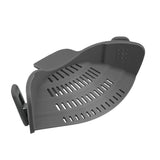 Maxbell Clip-on Silicone Kitchen Pan Strainer Colander & Drainer, Pan Strainer Gray - Aladdin Shoppers