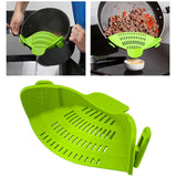 Maxbell Clip-on Silicone Kitchen Pan Strainer Colander & Drainer, Pan Strainer Green - Aladdin Shoppers