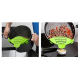 Maxbell Clip-on Silicone Kitchen Pan Strainer Colander & Drainer, Pan Strainer Green - Aladdin Shoppers
