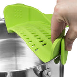 Maxbell Clip-on Silicone Kitchen Pan Strainer Colander & Drainer, Pan Strainer Green - Aladdin Shoppers