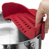 Maxbell Clip-on Silicone Kitchen Pan Strainer Colander & Drainer, Pan Strainer Red