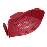 Maxbell Clip-on Silicone Kitchen Pan Strainer Colander & Drainer, Pan Strainer Red - Aladdin Shoppers