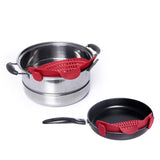 Maxbell Clip-on Silicone Kitchen Pan Strainer Colander & Drainer, Pan Strainer Red - Aladdin Shoppers