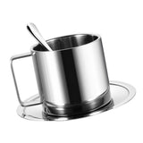 Maxbell Coffee Cup Set Stainless Steel Double Walled Cups Tea Cup Saucer Spoon L - Aladdin Shoppers