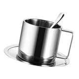 Maxbell Coffee Cup Set Stainless Steel Double Walled Cups Tea Cup Saucer Spoon L - Aladdin Shoppers