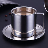 Maxbell Coffee Cup Set Stainless Steel Double Walled Cups Tea Cup Saucer Spoon L - Aladdin Shoppers