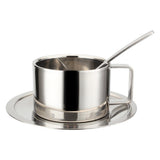 Maxbell Coffee Cup Set Stainless Steel Double Walled Cups Tea Cup Saucer Spoon S - Aladdin Shoppers