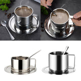 Maxbell Coffee Cup Set Stainless Steel Double Walled Cups Tea Cup Saucer Spoon S - Aladdin Shoppers