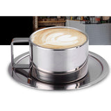 Maxbell Coffee Cup Set Stainless Steel Double Walled Cups Tea Cup Saucer Spoon S - Aladdin Shoppers