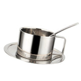 Maxbell Coffee Cup Set Stainless Steel Double Walled Cups Tea Cup Saucer Spoon S - Aladdin Shoppers