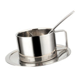 Maxbell Coffee Cup Set Stainless Steel Double Walled Cups Tea Cup Saucer Spoon S - Aladdin Shoppers