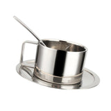 Maxbell Coffee Cup Set Stainless Steel Double Walled Cups Tea Cup Saucer Spoon S - Aladdin Shoppers