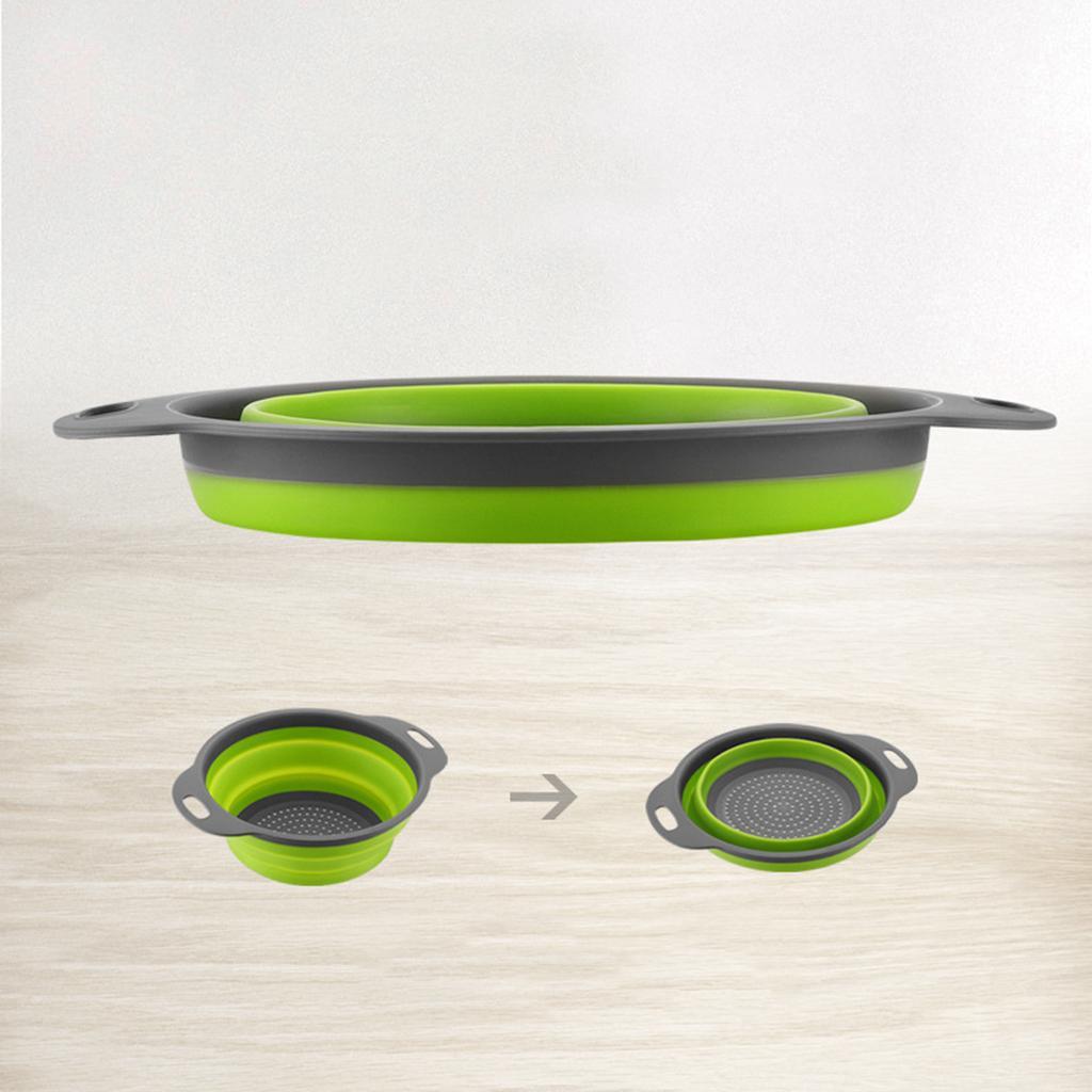 Maxbell Collapsible Colander Strainer Kitchen Fruit Filter Basket Round Green L - Aladdin Shoppers