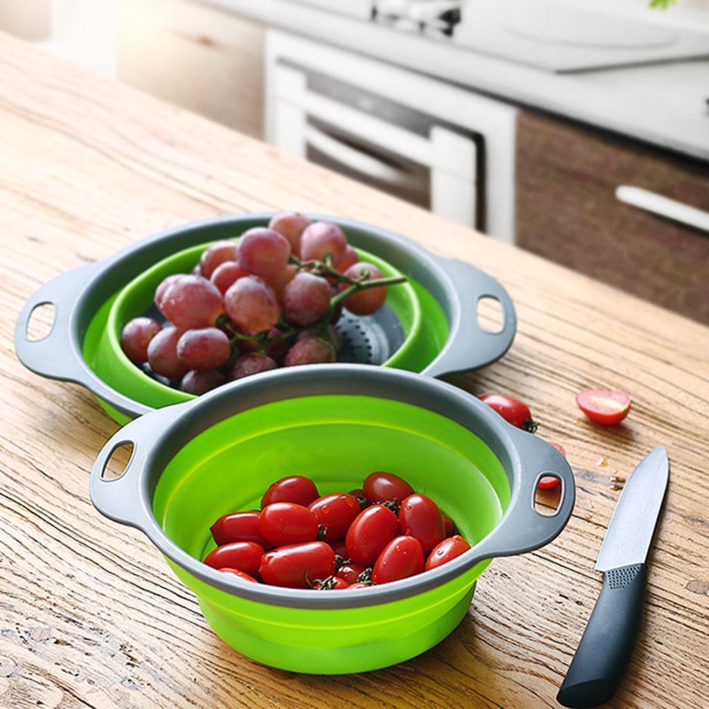 Maxbell Collapsible Colander Strainer Kitchen Fruit Filter Basket Round Green L - Aladdin Shoppers