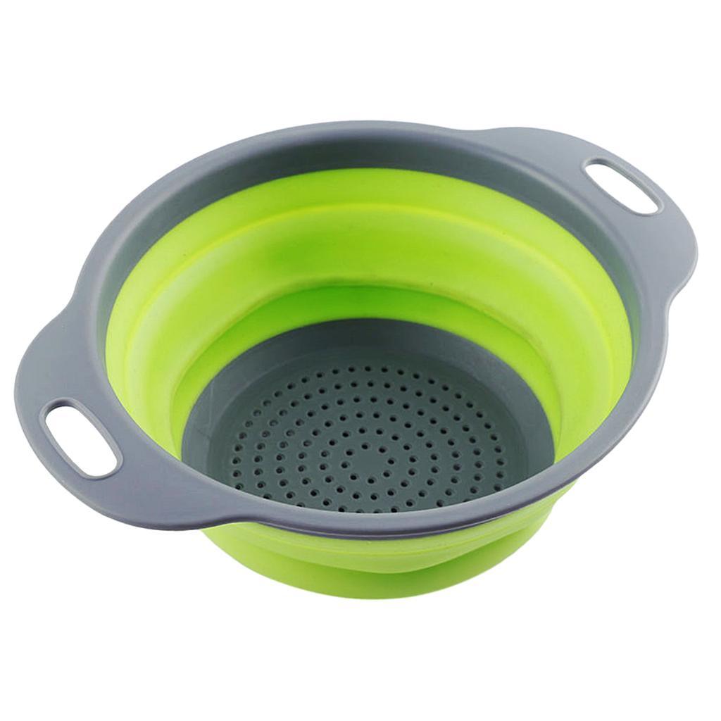 Maxbell Collapsible Colander Strainer Kitchen Fruit Filter Basket Round Green L - Aladdin Shoppers