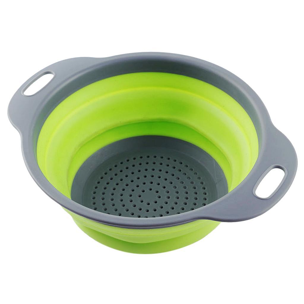 Maxbell Collapsible Colander Strainer Kitchen Fruit Filter Basket Round Green L - Aladdin Shoppers