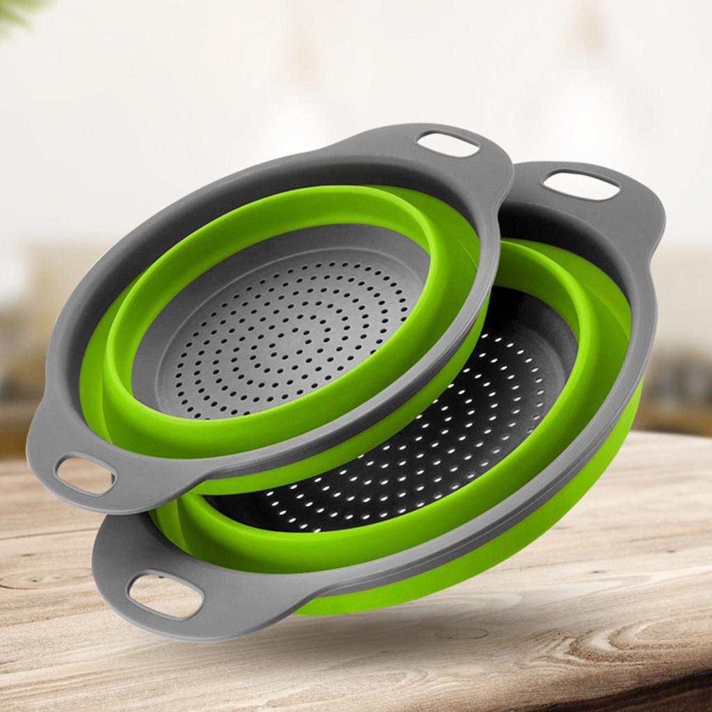 Maxbell Collapsible Colander Strainer Kitchen Fruit Filter Basket Round Green L - Aladdin Shoppers